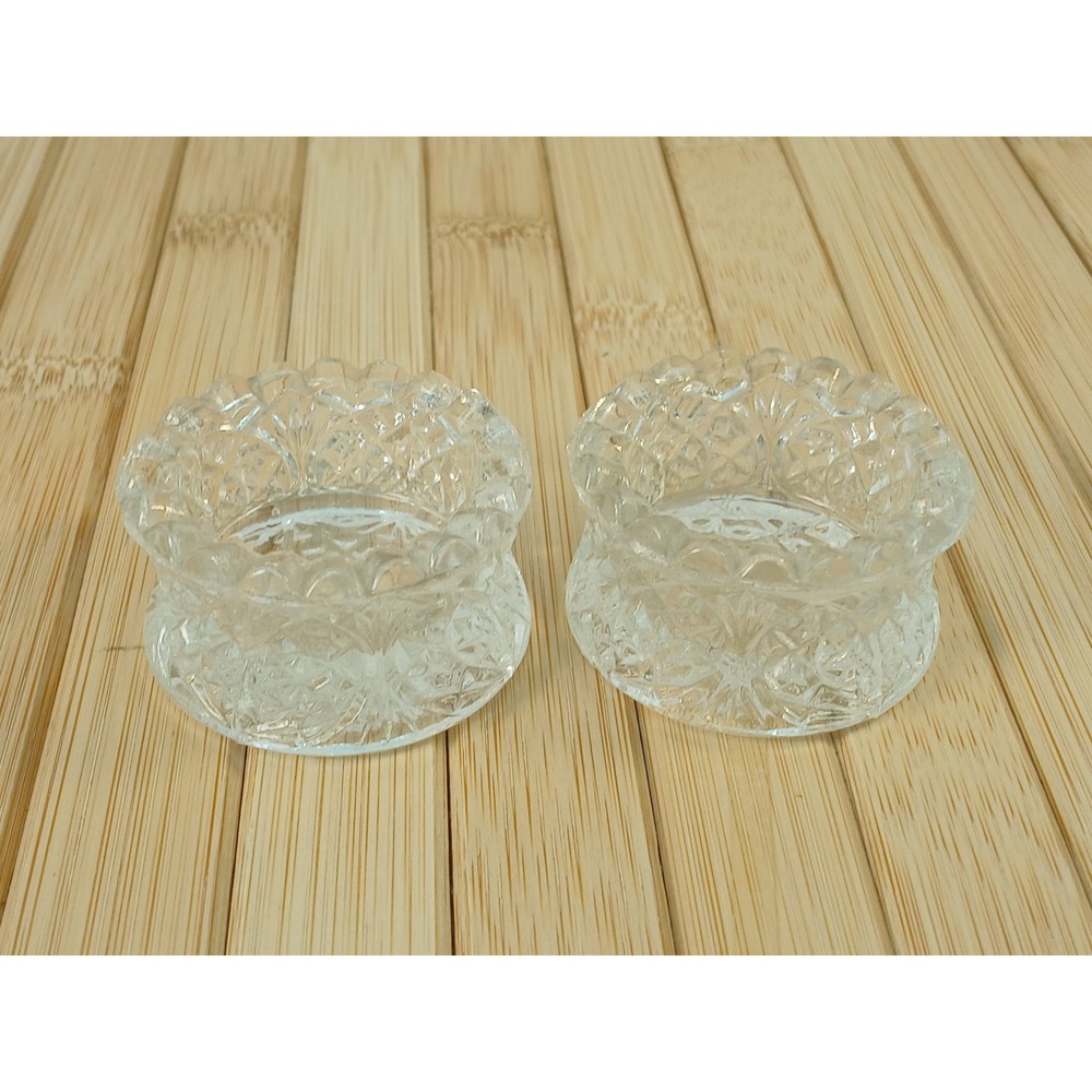 Vintage Bryce Higbee Glass Salt Cellars Set of 2 Signed Bumblebee Mark EAPG